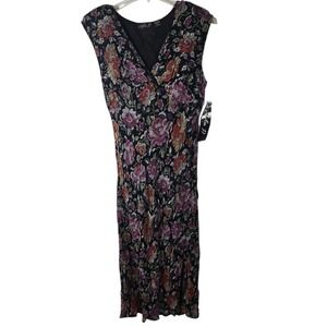 Vintage Y2K Lola P. Boho Floral Beaded Dress‎ Black Size Large Fairycore